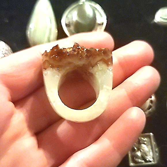 Raw Citrine Game of Thrones Ring of Power 7 OR Signet Black Red Ring Size 7 - Picture 5 of 12